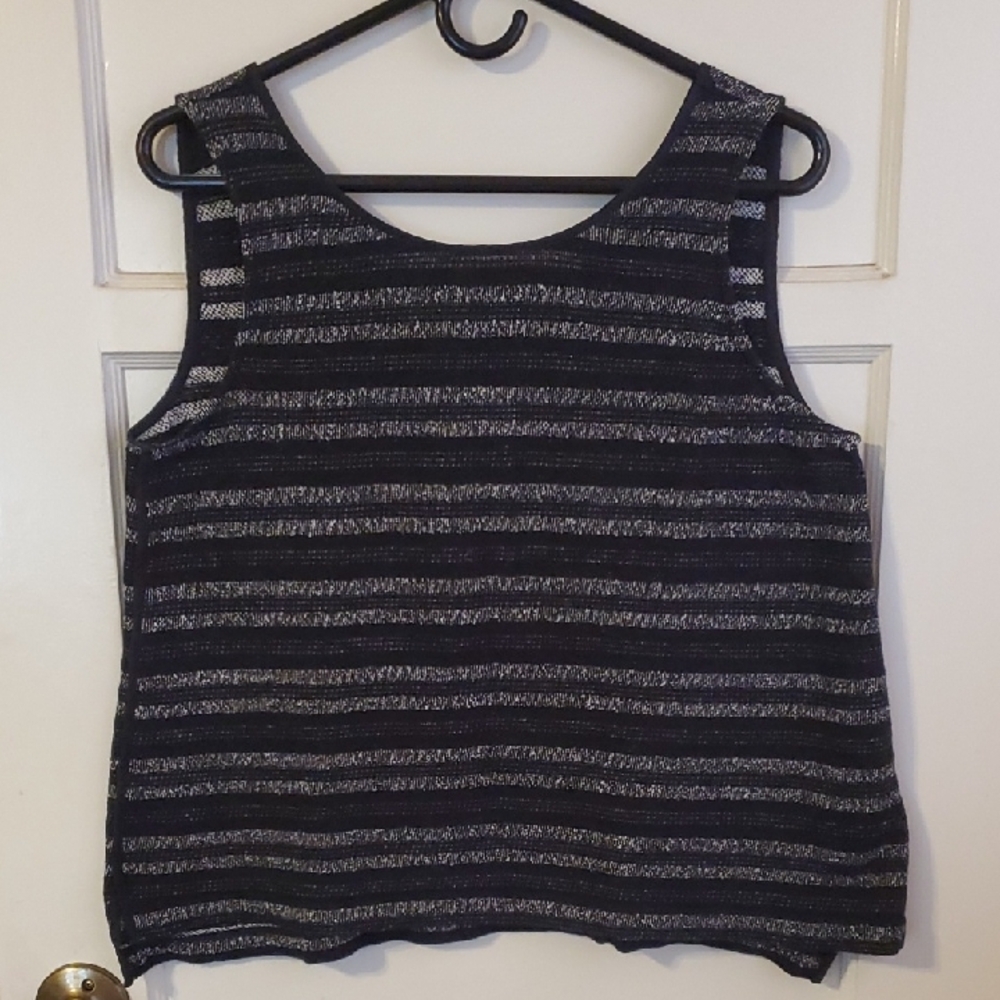 Madewell Boxy Black and Gray Striped Tank Top